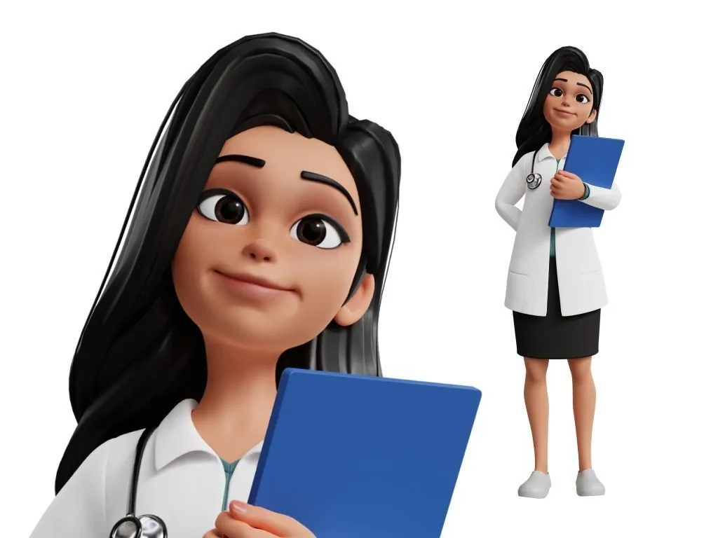 Doctor Cartoon Female Character full body render